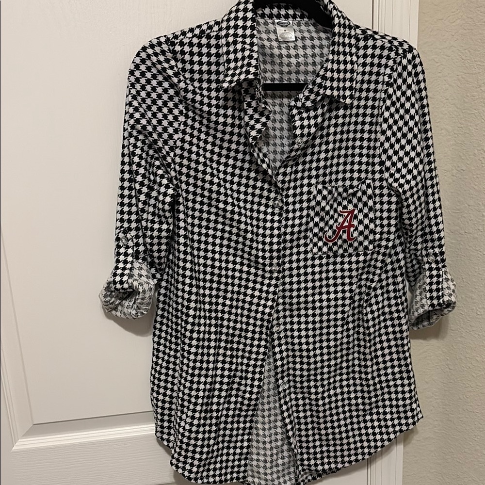 Alabama Women's Black and White Button Down Shirt